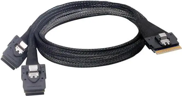 Main image of 100cm PCIe 4.0 Slimline SAS Breakout Cable, SFF-8654 8i 74Pin Ultraport Male to Dual SFF-8087 Mini SAS 4i Splitter Cable for Server NVMe RAID Hard Drive Backplane Storage Expansion