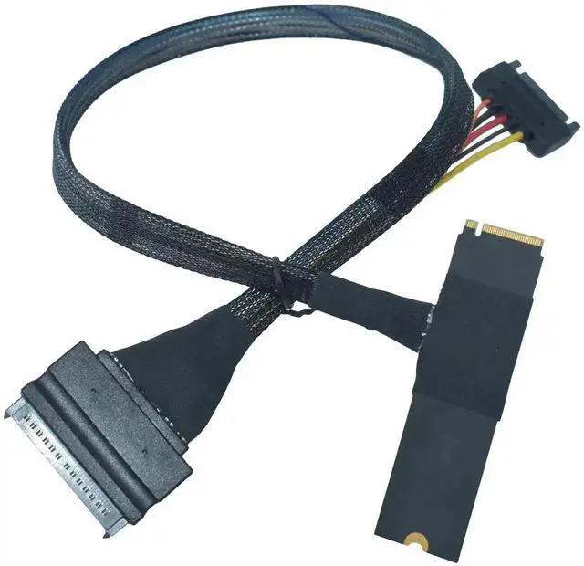 Alt view image 2 of 5 - PCIe 5.0 M.2 to U.2 Adapter Cable, M.2 NVMe to SFF-8639 U.2 SSD Converter Cord with 15Pin SATA Power, Top Side Exit Design, 1.6ft / 50cm for Server Workstation NAS Storage