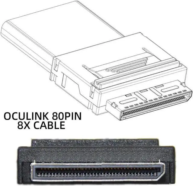 Alt view image 3 of 3 - OCuLink SFF-8611 x8 to Dual SFF-8087 x4 Active Cable, PCIe 8-Lane to 2 Mini SAS Internal SSD Data Cord, 100cm/3.3FT for Server RAID Storage Backplane