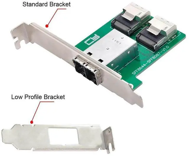 Alt view image 4 of 7 - Mini SAS 2 SFF-8644 to Dual SFF-8087 Internal HD Storage Adapter Card with Bracket, Server RAID Controller Data Converter for HDD SSD Disk Array