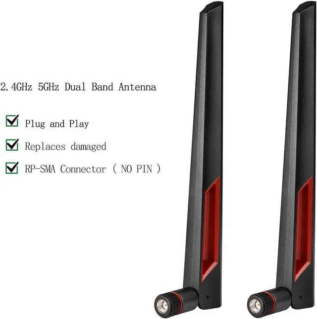Alt view image 4 of 7 - 2 Pack Dual Band WiFi Antenna RP-SMA Male Connector, 2.4GHz 5GHz 5.8GHz Wireless Antenna for PCIe WiFi Card Router Hotspot USB Wireless Camera Network Adapter