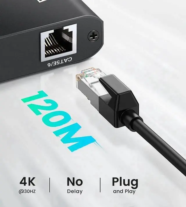 Alt view image 6 of 7 - 4K HDMI Extender Over Cat5e/Cat6/Cat7 Ethernet Cable, Transmit Up to 394FT with Local Loop-Out Port & Separate Audio Output, Tx Rx Kit for Long Distance HD Video Transmission