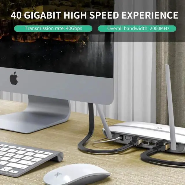 Alt view image 6 of 7 - 16.4FT Flat Cat8 Ethernet Cable, High Speed Shielded LAN Internet Network Cord, Higher Performance Than Cat7 Cat6a Cat6e for Gaming PC PS5 Xbox Router Modem Switch