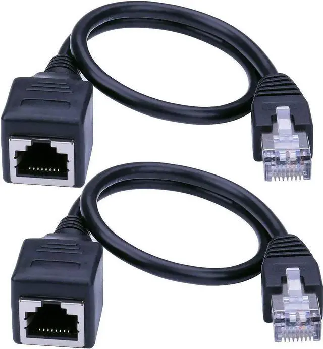 Main image of 2 Pack 1FT/30CM RJ45 Male to Female Cat6 Ethernet Extension Patch Cable, Gigabit LAN Network Extender Cord for Router Modem PC PS5 Xbox Switch