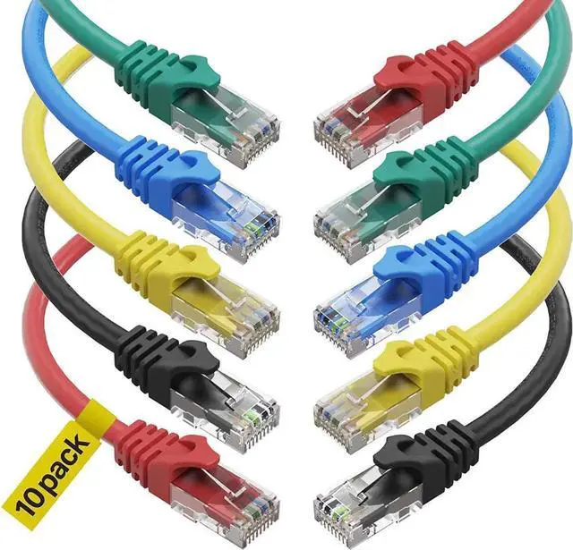 Main image of 10 Pack 6FT/1.8M Cat6 UTP RJ45 Ethernet Patch Cable, Gigabit Unshielded LAN Internet Network Cord for Router Modem PC PS5 Xbox Network Switch