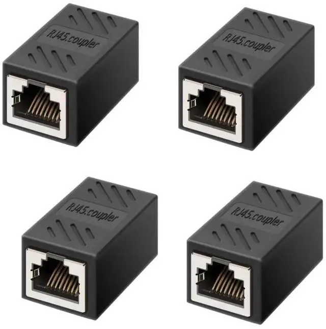 Main image of 4 Pack Female to Female RJ45 Inline Ethernet Coupler, Gigabit LAN Cable Extender Connector Compatible with Cat5 Cat5e Cat6 Cat7 Network Wires for Home Office Wiring Extension