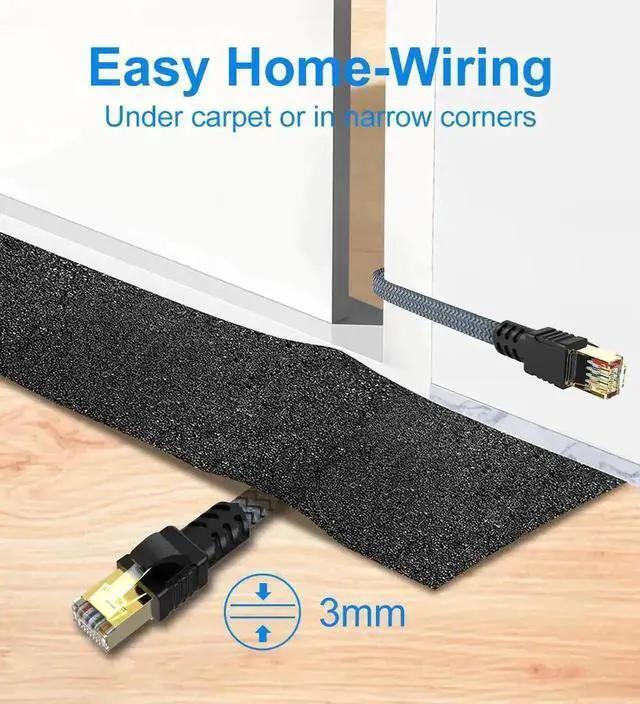 Alt view image 6 of 7 - 10FT/3M Cat7 RJ45 Ethernet Patch Cable, 10Gbps 1000MHz UTP High Speed LAN Network Cord, Gaming Internet Cable Compatible with Modem Router PC PS5 Xbox Switch