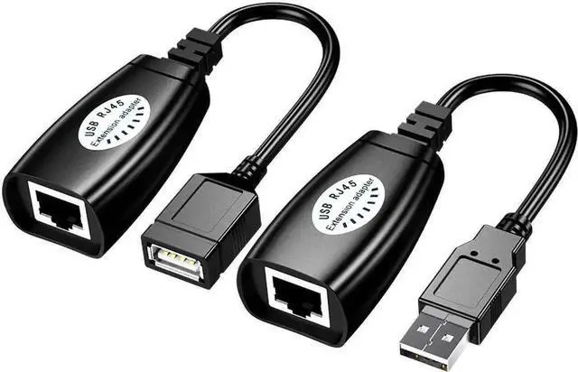 Main image of USB 2.0 Over RJ45 Extender Kit, USB Signal Extension Transmitter & Receiver Adapter via Single Cat5/Cat5e/Cat6 LAN Cable, Plug & Play USB LAN Extender for Keyboard Mouse Printer Webcam