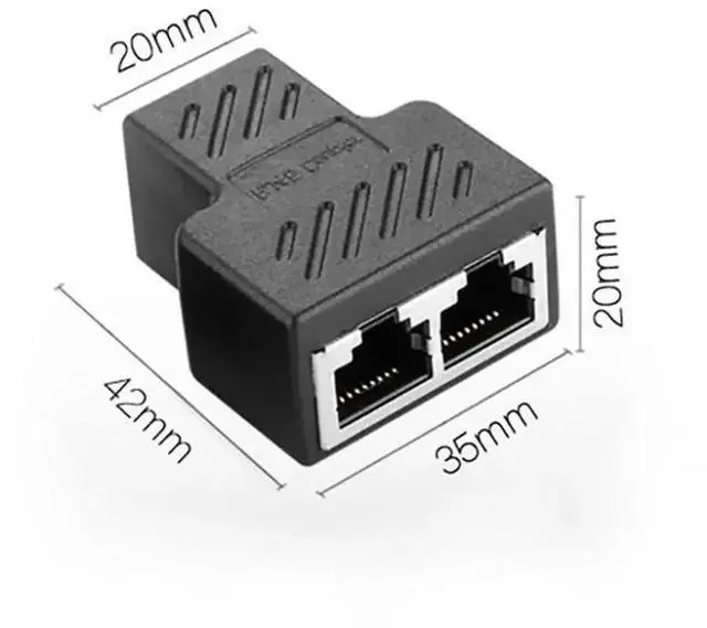 Alt view image 3 of 6 - RJ45 1-to-2 Splitter Adapter, 8-Core Shielded Gigabit Ethernet Cable Splitter, RJ45 Network Wire Extender Connector for Separating Two Network Signals Over Single Cable