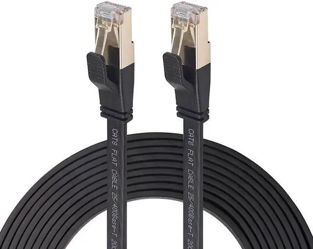 Alt view image 3 of 7 - 16.4FT Hannord Flat Cat8 Ethernet Cable, 26AWG 40Gbps 2000Mhz High Speed Gaming LAN Patch Cord, Weatherproof Gold Plated RJ45 White Network Cable for Xbox PS4 Router Modem Switch POE Cameras