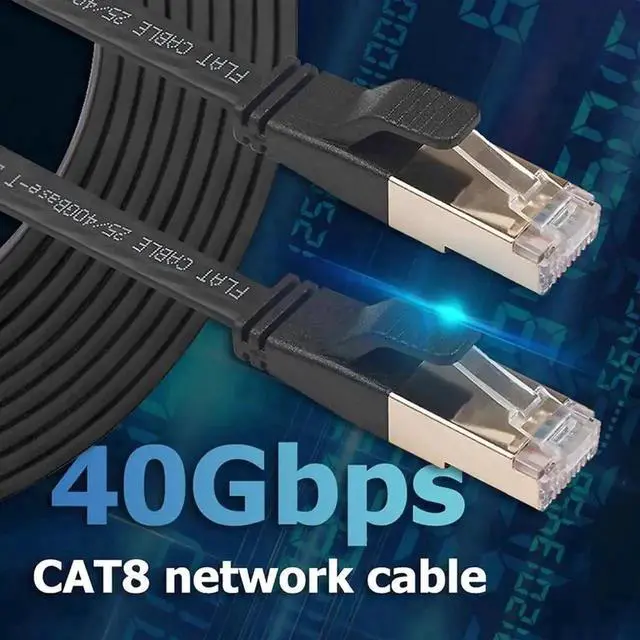 Alt view image 4 of 7 - 16.4FT Hannord Flat Cat8 Ethernet Cable, 26AWG 40Gbps 2000Mhz High Speed Gaming LAN Patch Cord, Weatherproof Gold Plated RJ45 White Network Cable for Xbox PS4 Router Modem Switch POE Cameras