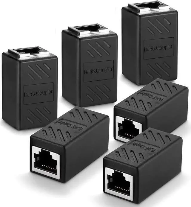 Main image of 6 Pack RJ45 Cat6 Female to Female Ethernet Coupler, In-Line LAN Cable Extender Connector, Network Extension Adapter Compatible with Cat5/Cat5e/Cat6/Cat7 Cables for Router Modem Switch POE Camera
