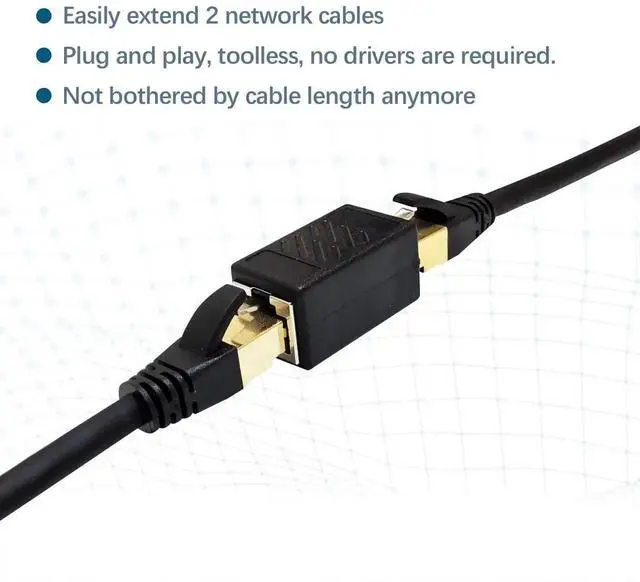 Alt view image 7 of 7 - 3 Pack RJ45 Female to Female Ethernet Coupler, Gold Plated In-Line LAN Cable Extender Adapter, Network Connector Compatible with Cat5/Cat5e/Cat6/Cat7 Cables for Router Modem Switch POE Camera