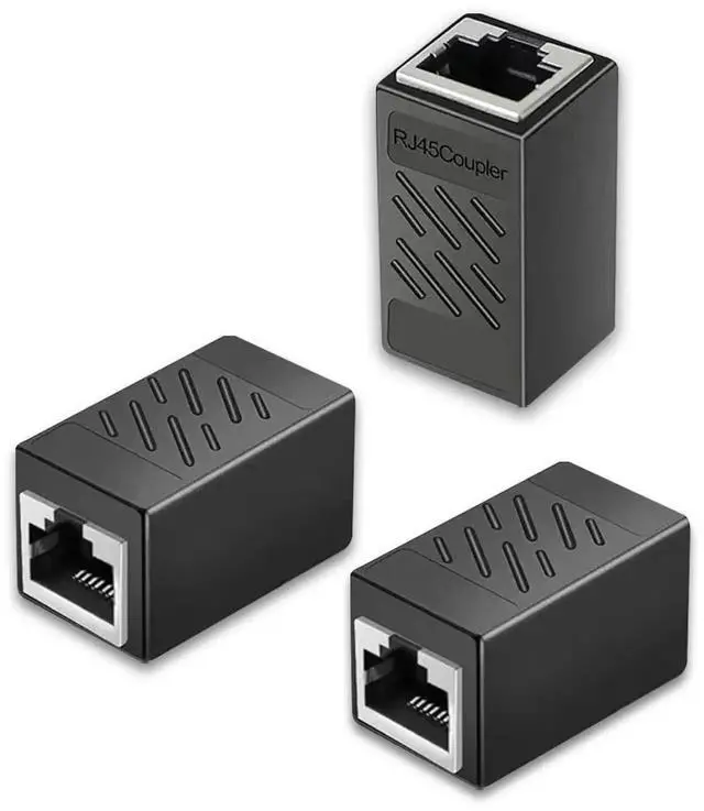 Alt view image 2 of 7 - 3 Pack RJ45 Female to Female Ethernet Coupler, Gold Plated In-Line LAN Cable Extender Adapter, Network Connector Compatible with Cat5/Cat5e/Cat6/Cat7 Cables for Router Modem Switch POE Camera