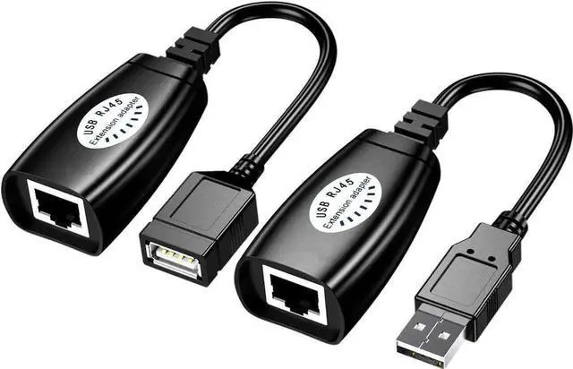 Main image of USB 2.0 to RJ45 Cat5 Extender Adapter, USB Over Cat5e/Cat6 LAN Cable Extension Kit, 480Mbps USB Signal Extender Transmitter & Receiver for Printer, Webcam, Keyboard, Mouse
