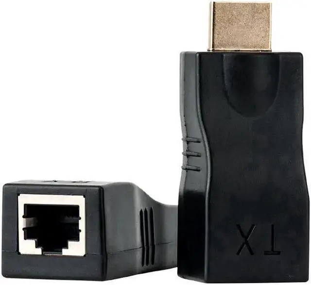 Alt view image 4 of 4 - 30M/100FT HDMI Over RJ45 Extender Kit, HDMI to RJ45 Ethernet Transmitter & Receiver Adapter, Single Port RJ45 Video Extension via Cat5e/Cat6 Cable for Monitor TV Projector