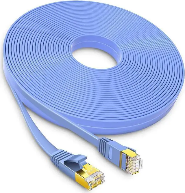Main image of 10ft Flat Cat6 Ethernet Patch Cable, Solid High Speed LAN Wire with Cable Clips & Snagless RJ45 Connectors for Router Modem Switch PC, Better Performance Than Cat5 & Cat5e