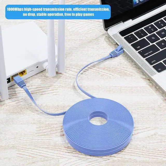 Alt view image 2 of 7 - 3.3ft Flat Cat6 Ethernet Patch Cable, Solid High Speed LAN Wire with Cable Clips & Snagless RJ45 Connectors for Router Modem Switch PC, Higher Performance Than Cat5/Cat5e