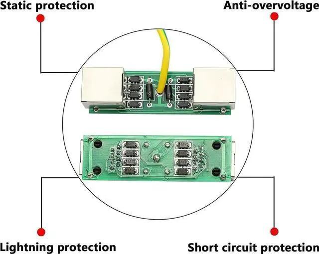 Alt view image 7 of 7 - RJ45 Ethernet Surge Protector, Network Lightning Arrester Surge Suppressor for RJ45 Network Card Router Switch Modem Thunder Surge Protection