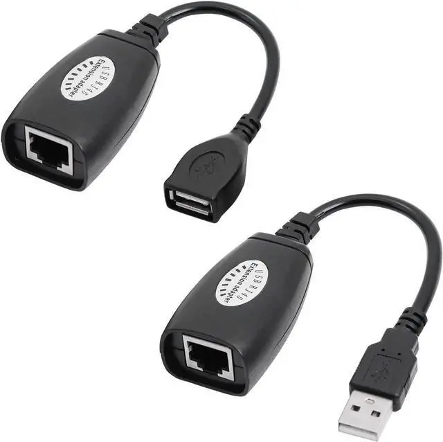 Main image of USB 2.0 Over RJ45 Ethernet Extender Adapter Kit, USB Male to Female LAN Extension Repeater, Extend USB Signal Up to 165ft (50M) via Cat5/Cat5e/Cat6 Network Cable