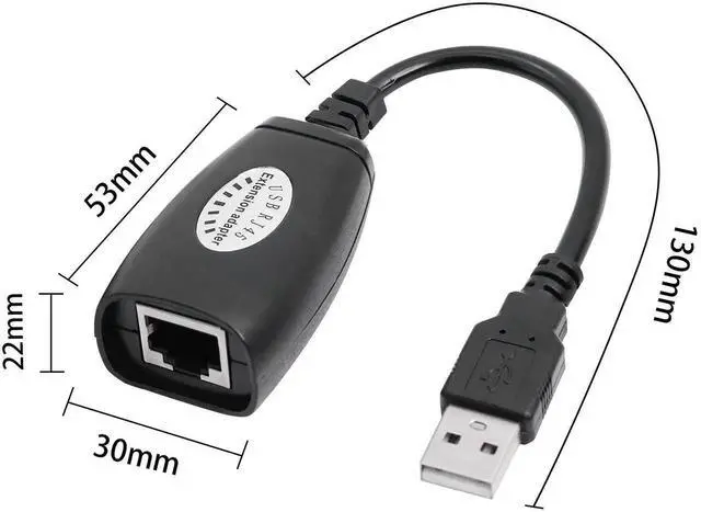 Alt view image 5 of 6 - USB 2.0 Over RJ45 Ethernet Extender Adapter Kit, USB Male to Female LAN Extension Repeater, Extend USB Signal Up to 165ft (50M) via Cat5/Cat5e/Cat6 Network Cable