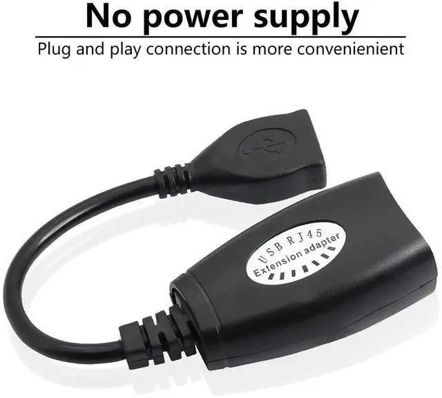 Alt view image 2 of 6 - USB 2.0 Over RJ45 Ethernet Extender Adapter Kit, USB Male to Female LAN Extension Repeater, Extend USB Signal Up to 165ft (50M) via Cat5/Cat5e/Cat6 Network Cable