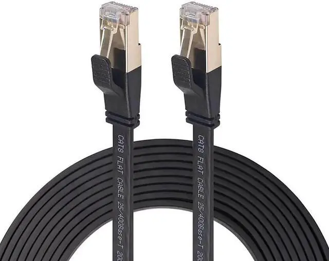 Main image of Hannord 66ft White Flat Cat8 Ethernet Cable, 40Gbps 2000MHz High Speed S/FTP Shielded RJ45 Gaming LAN Patch Cord, Weatherproof PoE Network Wire for Router Modem Switch Xbox PS4 PC
