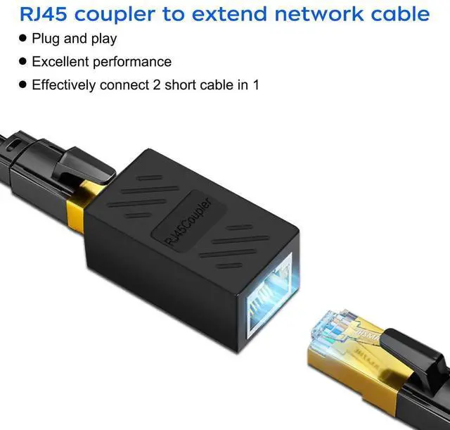 Alt view image 5 of 7 - 10 Pack Black RJ45 Female to Female Cat6 Ethernet Coupler, In-Line LAN Cable Extender Connector Compatible with Cat5/Cat5e/Cat6/Cat7 Network Wires
