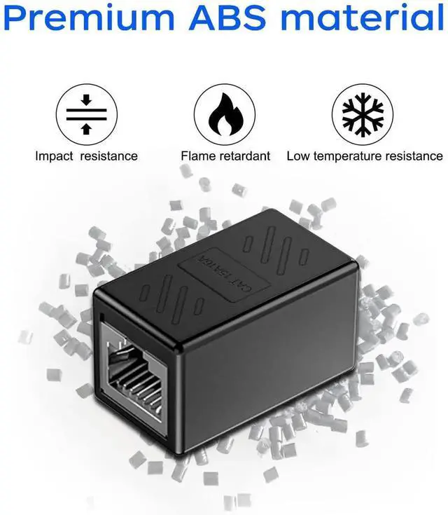 Alt view image 3 of 7 - 10 Pack Black RJ45 Female to Female Cat6 Ethernet Coupler, In-Line LAN Cable Extender Connector Compatible with Cat5/Cat5e/Cat6/Cat7 Network Wires