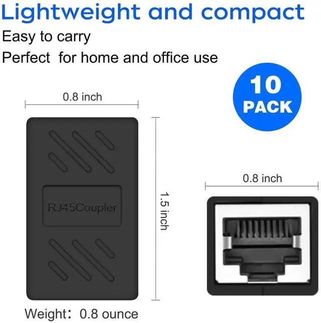 Alt view image 6 of 7 - 10 Pack Black RJ45 Female to Female Cat6 Ethernet Coupler, In-Line LAN Cable Extender Connector Compatible with Cat5/Cat5e/Cat6/Cat7 Network Wires
