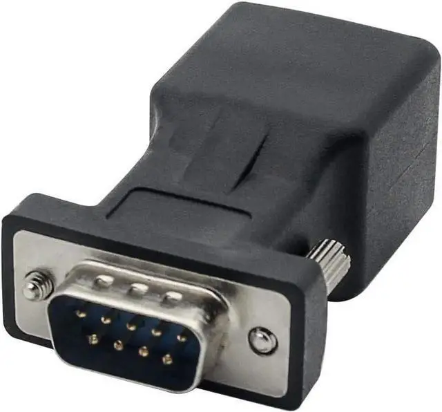 Alt view image 3 of 7 - 2 Pack DB9 9-Pin Male VGA to RJ45 Female Extender Adapter, VGA Signal Over Cat5/Cat6 LAN Cable Converter Connector