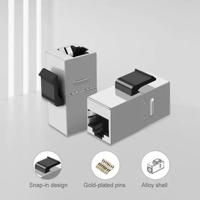 Alt view image 7 of 7 - 5 Pack Shielded Inline RJ45 Female to Female Cat6 Ethernet Coupler, 8P8C Metal Shielded LAN Cable Extender Connector Compatible with Cat5/Cat5e/Cat6 Network Wires
