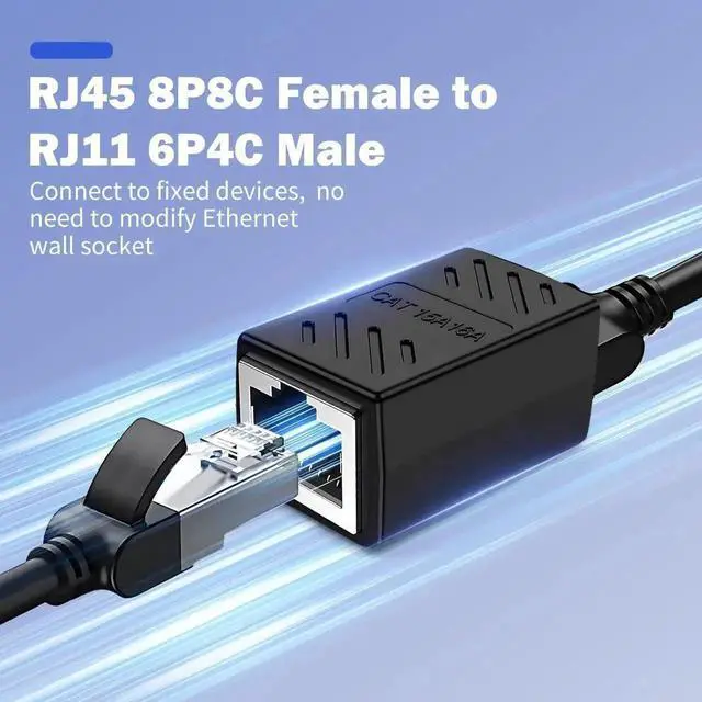 Alt view image 6 of 7 - RJ11 to RJ45 Adapter, RJ45 8P8C Female to RJ11 6P4C Male Converter, Phone Jack to Ethernet Port Adapter for Landline Telephone Service