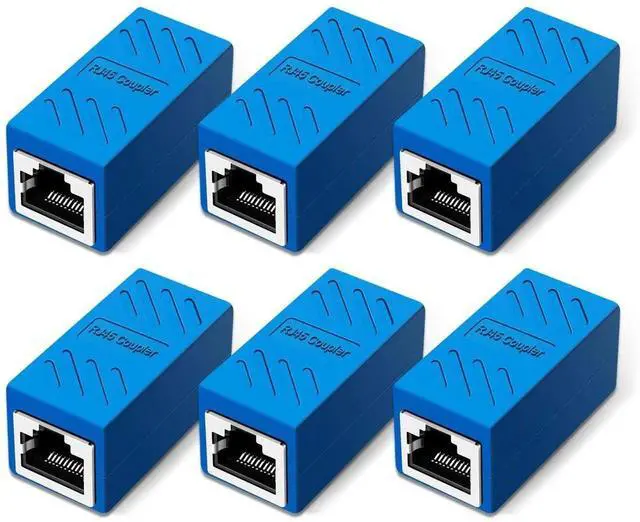 Main image of 6 Pack Blue RJ45 Female to Female Ethernet Couplers, Cat6 Inline Network Cable Extender Connector Compatible with Cat5/Cat5e/Cat6/Cat7 LAN Cables