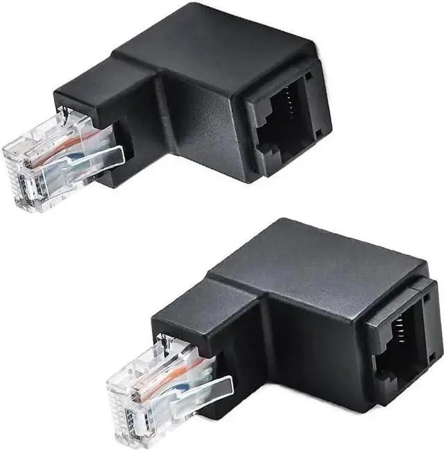 Main image of 2 Pack Up Angle Ethernet Adapter, 90° & 270° RJ45 8P8C Male to Female LAN Connector, Cat5e Cat6 Gigabit Network Angle Extender for PC, Router, TV, Switch, Game Console