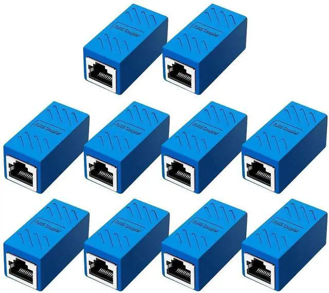 Main image of 10 Pack Blue Ethernet Coupler, Female to Female RJ45 Inline Extender Connector, Cat5e Cat5 Cat6 Cat7 Ethernet Cable Joiner for LAN Cable Extension