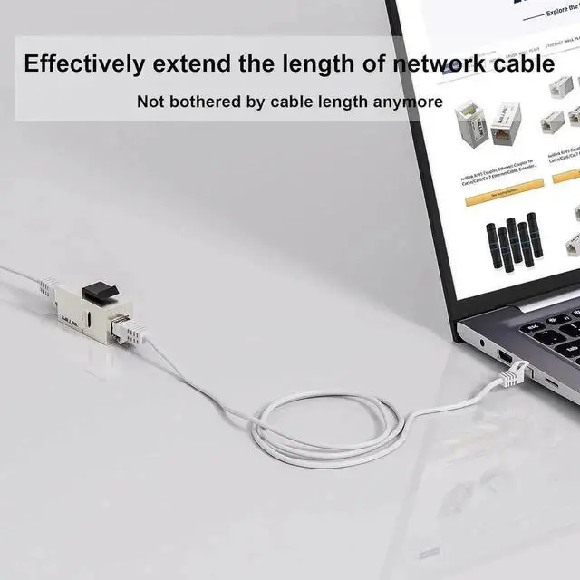 Alt view image 3 of 7 - 10 Pack Silver Shielded Cat6 RJ45 Inline Coupler, STP Female to Female Keystone Insert Ethernet Extension Connector, 10Gbps Network Cable Extender Compatible with Cat6/Cat5e/Cat5