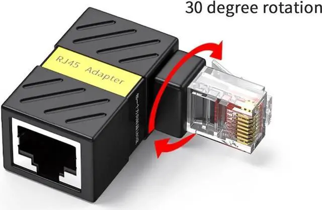 Alt view image 2 of 7 - 2 Pack 360° Rotatable Right Angle RJ45 Male to Female Adapter, 90 Degree Cat5/Cat6 Ethernet LAN Cable Extender Connector for Tight Space Wiring