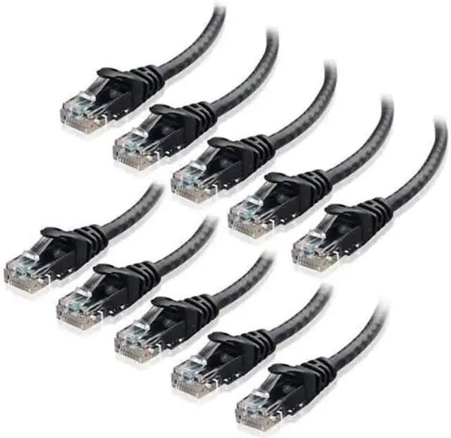 Main image of 10 Pack 30FT Black Cat6 Ethernet Patch Cables, Bare Copper RJ45 LAN Network Cord, Gigabit High Speed Internet Cable for Router, Modem, PC, Game Consoles