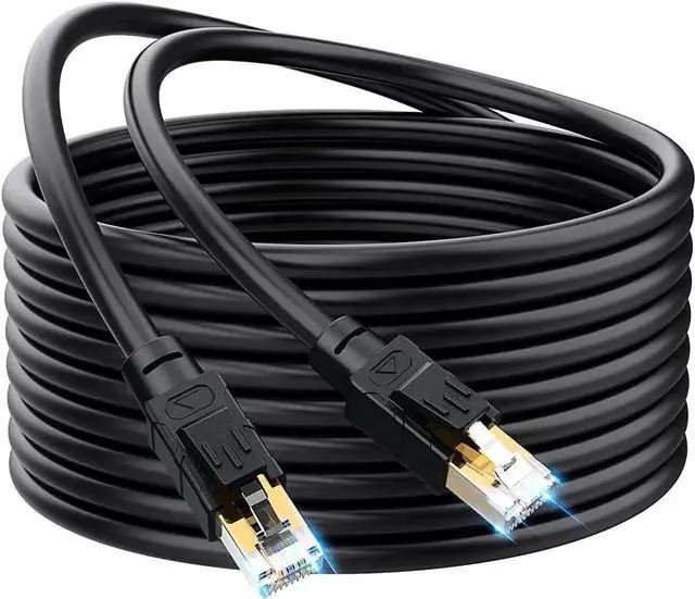 Main image of Hisetec 150FT Outdoor & In-Wall Heavy Duty SFTP Cat8 Ethernet Cable, 40Gbps 2000MHz 26AWG Pure Copper LAN Patch Cord, Weatherproof UV Resistant Gold-Plated RJ45 Cable for Router, Modem, Gaming, PoE CC