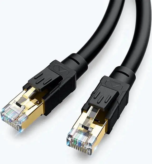 Alt view image 2 of 7 - Hisetec 150FT Outdoor & In-Wall Heavy Duty SFTP Cat8 Ethernet Cable, 40Gbps 2000MHz 26AWG Pure Copper LAN Patch Cord, Weatherproof UV Resistant Gold-Plated RJ45 Cable for Router, Modem, Gaming, PoE CC