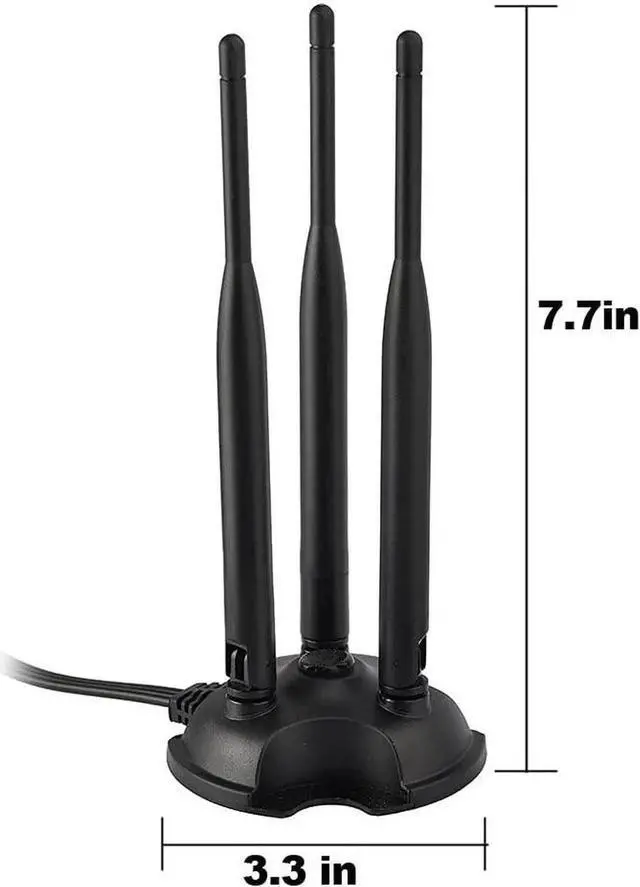 Alt view image 2 of 7 - 2.4GHz 5GHz Dual Band WiFi Antenna with Triple RP-SMA Connector, Magnetic Base External WiFi Antenna for Desktop PC, PCIe WiFi Card, Wireless Router, Mobile Hotspot, USB WiFi Adapter