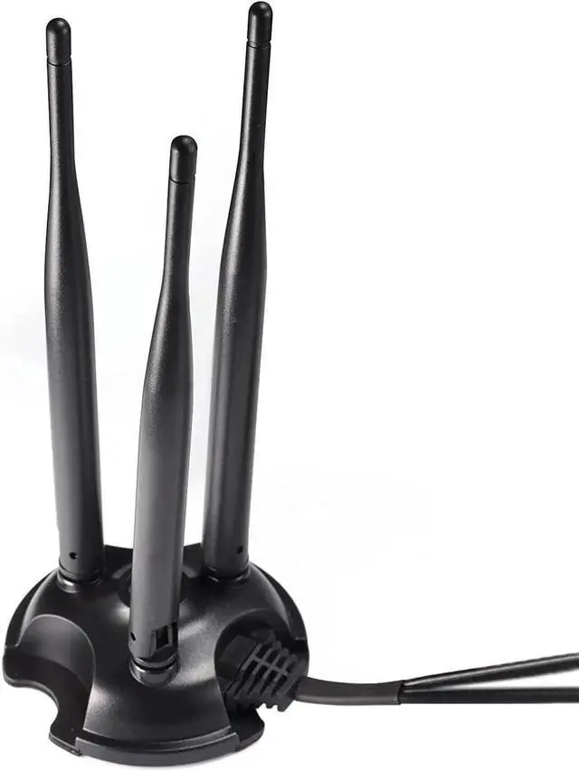 Alt view image 3 of 7 - 2.4GHz 5GHz Dual Band WiFi Antenna with Triple RP-SMA Connector, Magnetic Base External WiFi Antenna for Desktop PC, PCIe WiFi Card, Wireless Router, Mobile Hotspot, USB WiFi Adapter