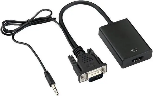 Alt view image 2 of 6 - Aluminum VGA Male to HDMI Female Converter Adapter with 3.5mm Audio Cable & Micro USB Power Cord, VGA to HDMI Signal Transmitter for HDTV, Monitor, DVD Player, Tablet PC & Digital Camera