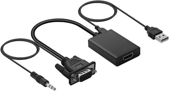 Alt view image 5 of 6 - Aluminum VGA Male to HDMI Female Converter Adapter with 3.5mm Audio Cable & Micro USB Power Cord, VGA to HDMI Signal Transmitter for HDTV, Monitor, DVD Player, Tablet PC & Digital Camera