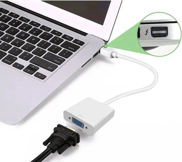 Alt view image 4 of 5 - Active Thunderbolt Mini DisplayPort to VGA Adapter, Mini DP to VGA Converter Supports Max 1920x1200 1080P Full HD, Compact White MDP to VGA Dongle for Laptop, PC, Monitor, Projector