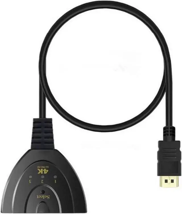Alt view image 3 of 3 - 3 in 1 Out HDMI Switch with Built-in 1.64ft Pigtail Cable, 3X1 HDMI Switcher Supports 4K 2K 2160P@30Hz, 1080P@60Hz UHD Video