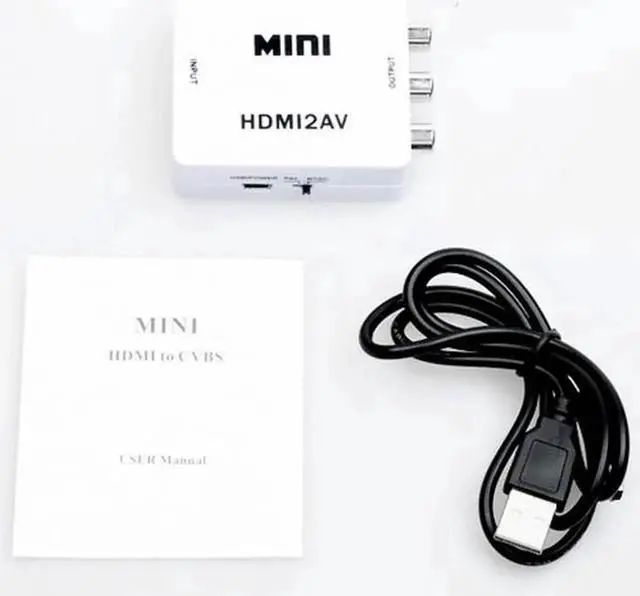 Alt view image 7 of 7 - 1080P Mini HDMI to RCA Converter, HDMI to CVBS AV Composite Audio Video Adapter, Supports NTSC PAL, Plug and Play for HDTV, Old TV, Projector, DVD Player