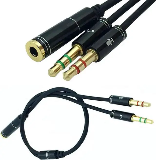 Alt view image 3 of 6 - 3.5mm AUX Audio Mic Splitter Cable, 1 Female to 2 Male Headphone Microphone Y Adapter Cable, 1 Pack