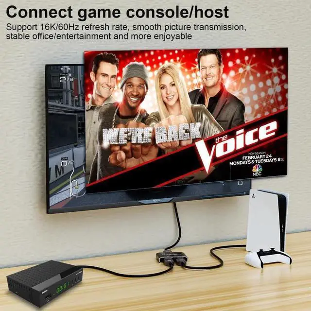 Alt view image 3 of 7 - Bi-Directional DisplayPort 2.0 2 in 1 Out Switch Splitter Hub, Support 16K@60Hz 4K@240Hz HDCP SST Extended Mode DP Video Converter